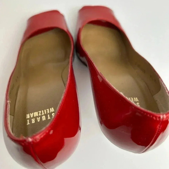 Stuart Weitzman “Linda” open toe patent leather red pumps, Like NEW Sexy Elegant - Picture 7 of 11